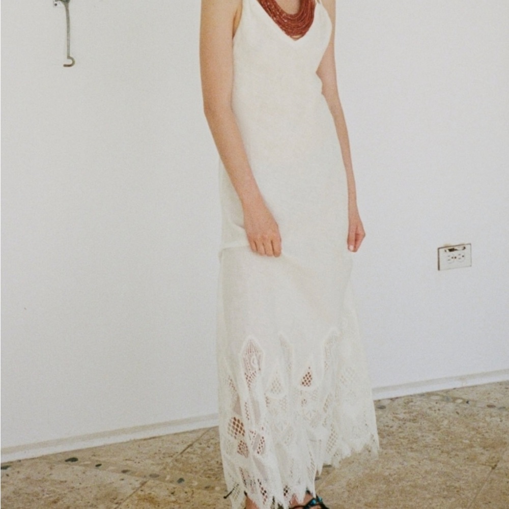 NWT Zara Limited Edition Slip Linen Dress with Lace details
